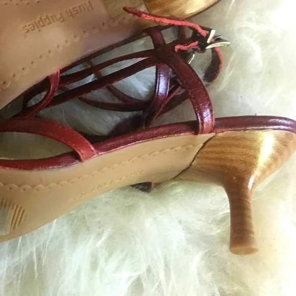 Hush Puppies Strappy Red Leather Heels - Picture 4 of 5